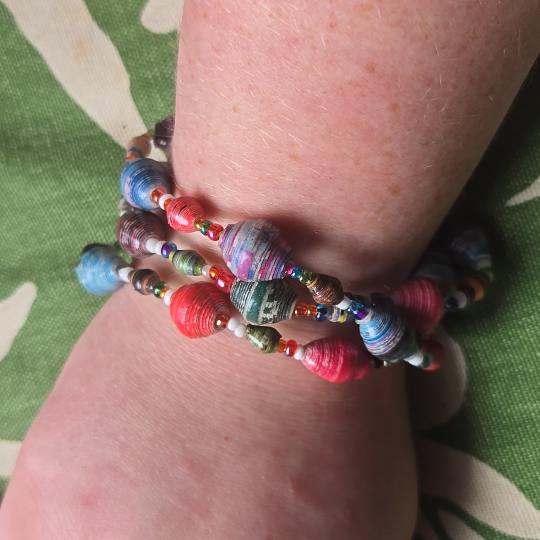 Handmade Colorful Paper Beaded Bracelet